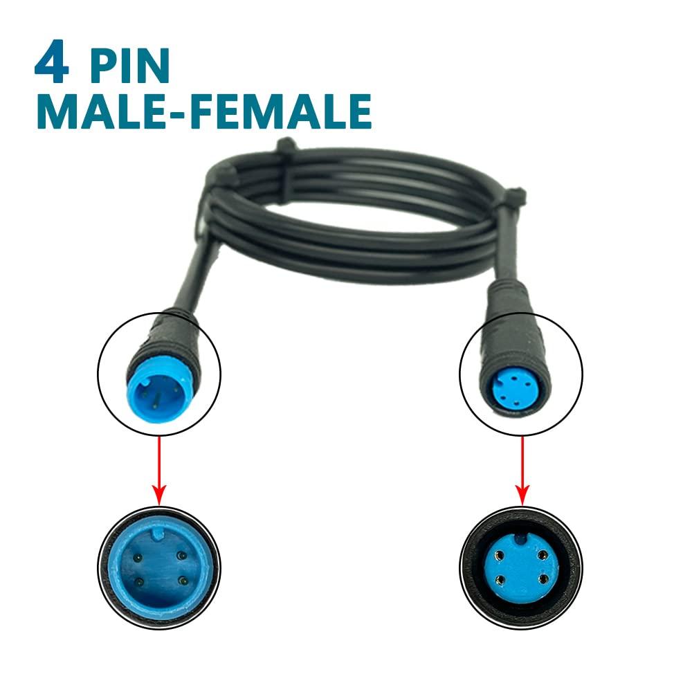 BEISGUANGS BEISGUANGS JULET Extension Cable 4 PIN Male to Female Plug Waterproof Head Signal Line Cable for Ebike Accessories Electric Bike Display Operation Button Connection Line