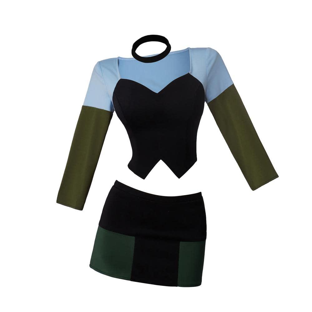 VEECOOCOS VEECOOCOS Total Drama Island Gwen Cosplay Costume Girls Crop Top and Mini Skirts Halloween Outfits-L