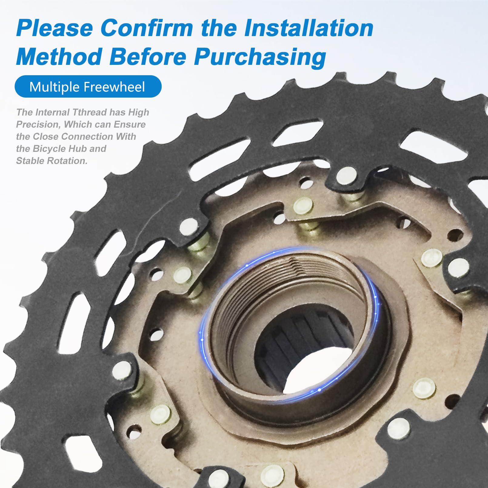 RainFlowwer RainFlowwer 7 Speed Bike Freewheel, MF-TZ500-7 Bicycle Freewheel14-34T Multiple Freewheel Cycling Replacement Part