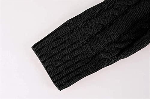 Kaxiya2021 Men's Double Breasted Cardigan Sweaters Shawl Collar Button Up Cable Knitwear Thermal Thick Chunky Sweater Jacket (Black,Small)