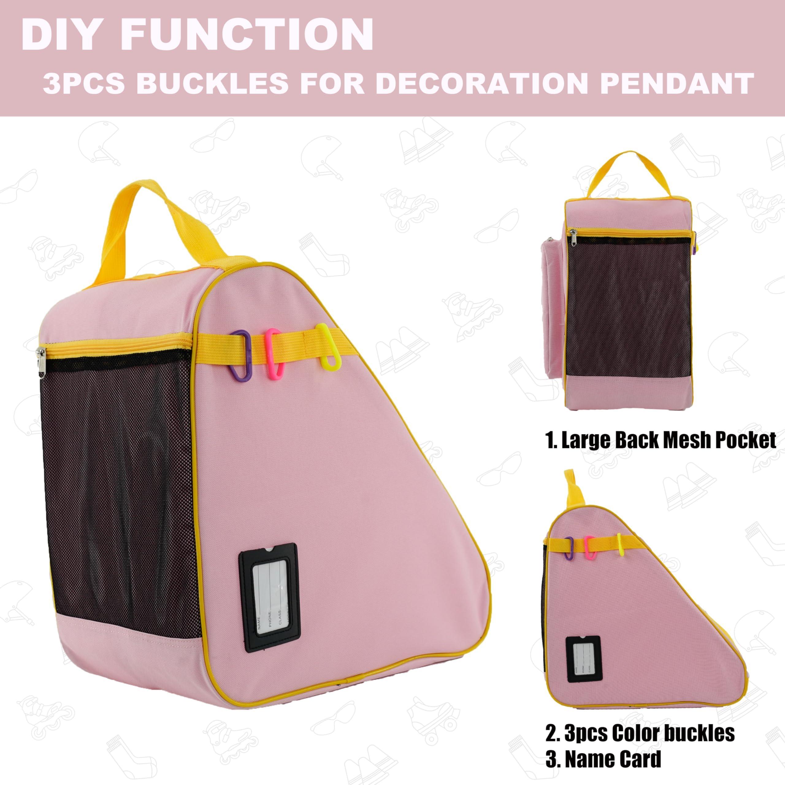 HEXIFUL HEXIFUL Skate Bag for Ice, Inline, Roller & Quad Skates - Kids & Adults (Pink/Yellow)