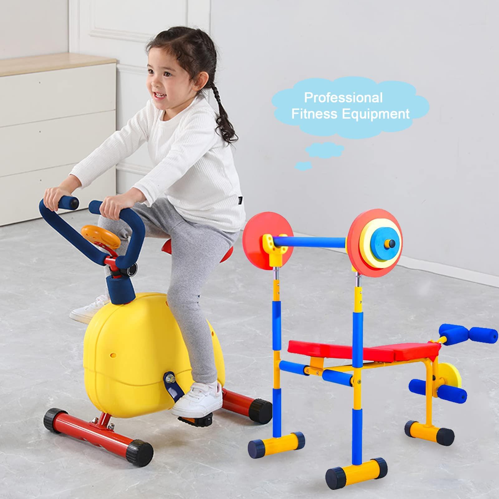 QBDGXFC Kids Fitness Equipment Adjustable Workout Weight Bench Set Kids Barbell Dumbbell Weight Set for Beginner Exercise, Boys and Girls