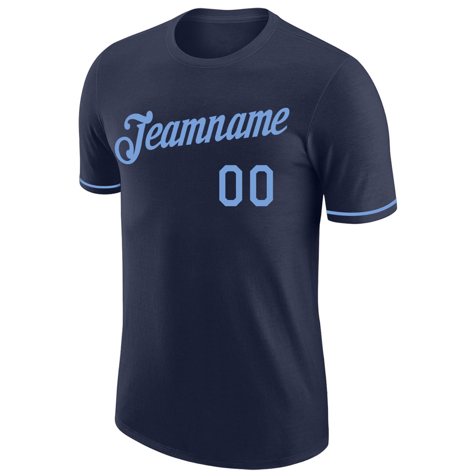 LTOCMKIY Custom Navy Sky Blue Baseball Team Shirts Polyester Short Sleeve Personalized Baseball Jerseys for Men Women Youth Printed Name Number Logo