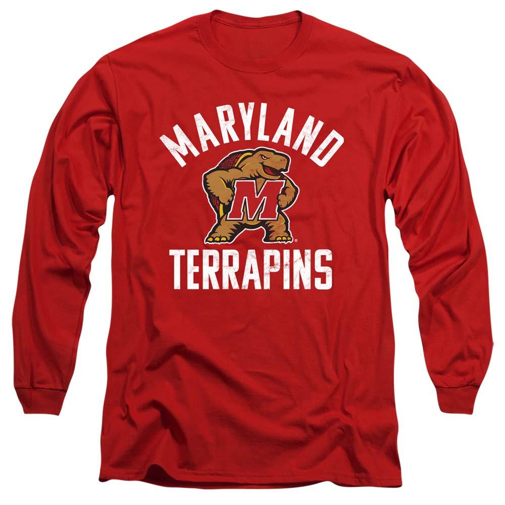 University of Maryland University of Maryland Official UMD Terrapin Logo Unisex Adult Long-Sleeve T Shirt,Red, 3X-Large