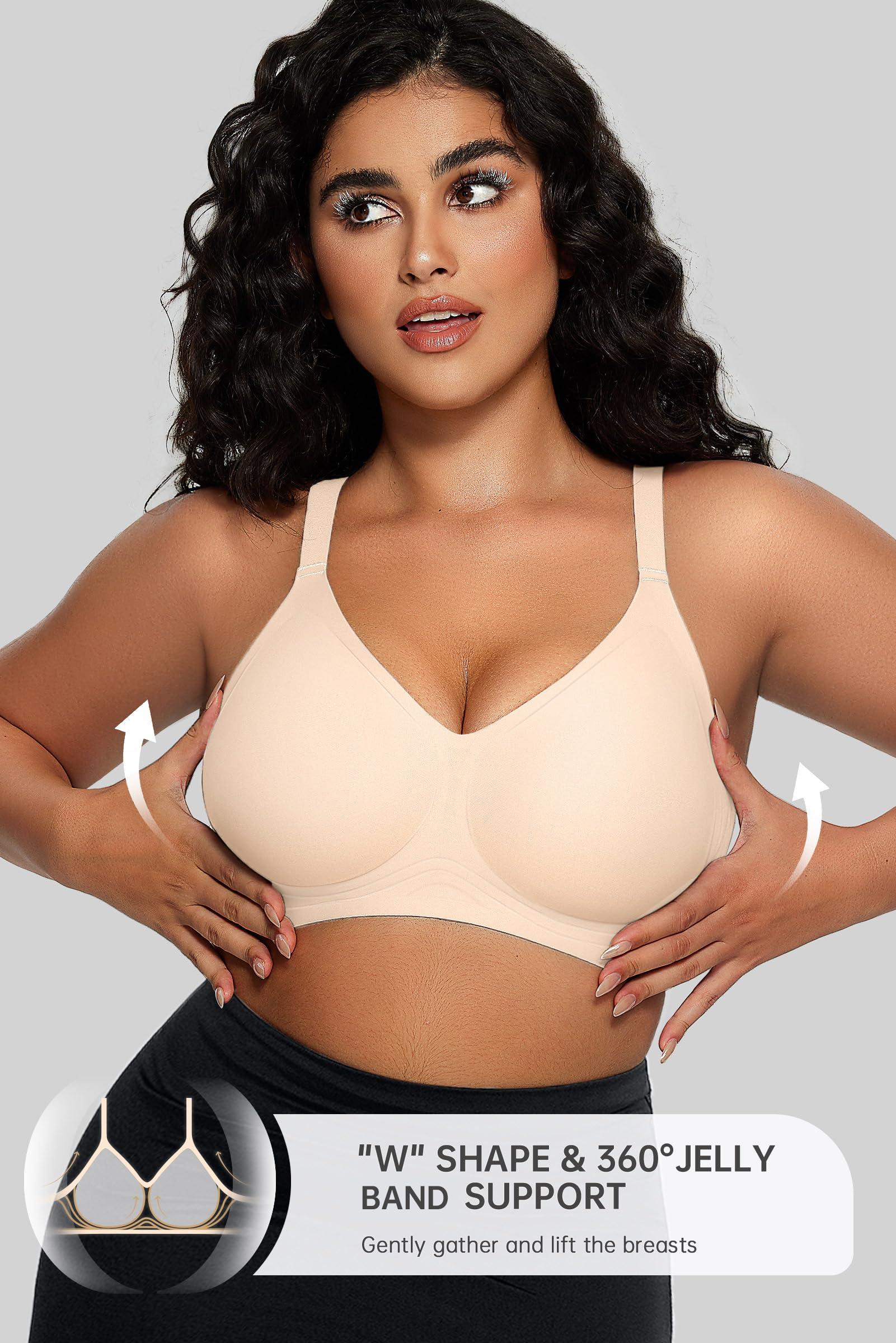 OEAK OEAK Women Comfortable Push Up Bras Wireless Seamless Full Coverage Bralette Buttery Soft Everyday Tshirt Bra Convertible Bra Nude 3XL
