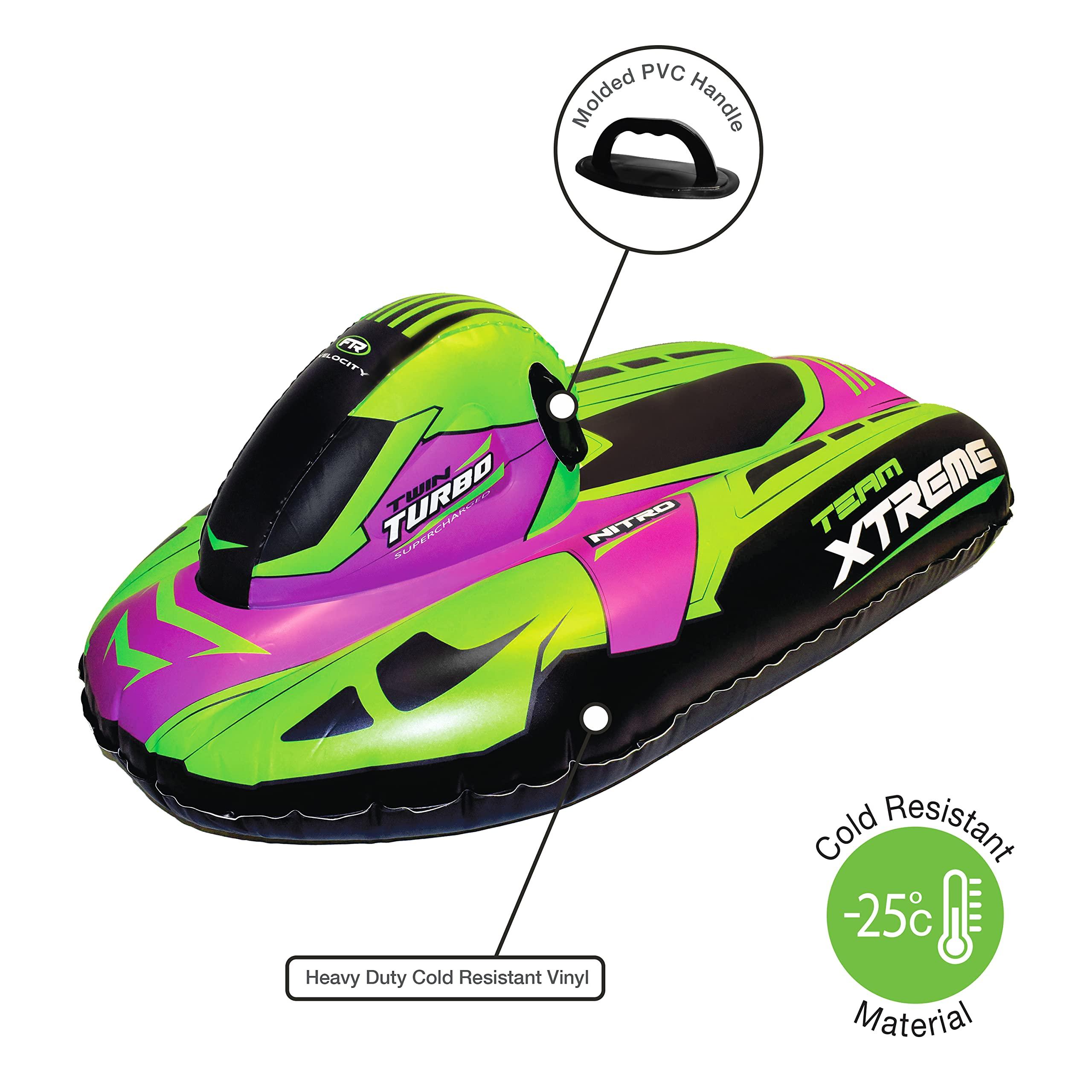 CocoNut Outdoor CocoNut Outdoor- 50 Inflatable Snowmobile Sled- Team Xtreme Racing Heavy Duty Snow Sled with Sturdy Handles for Kids, Teens and Adults-Cold Resistant Toboggan -Lightweight Tube for Boys and Girls