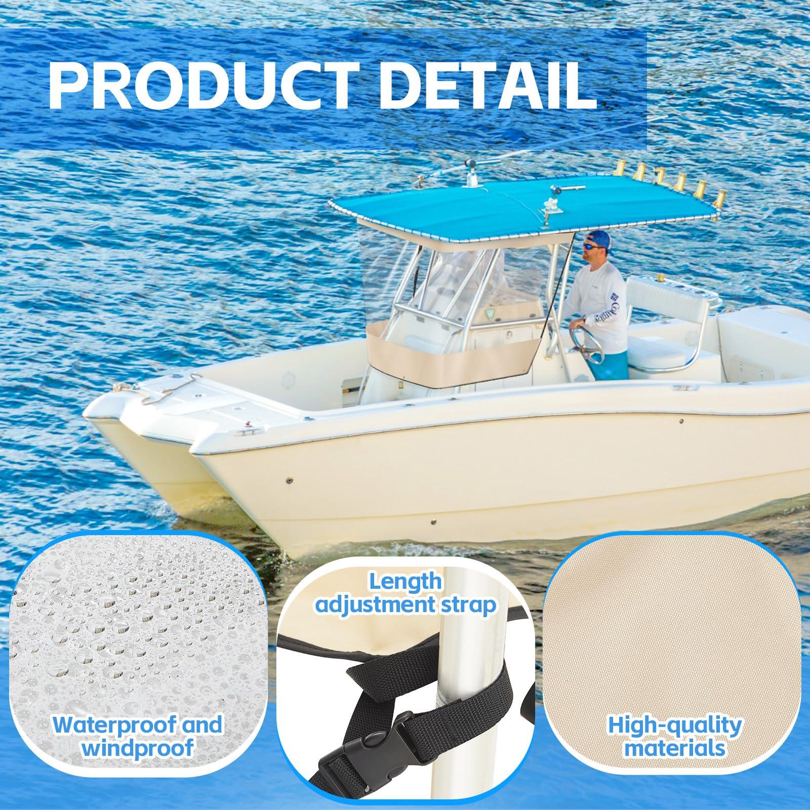 Fanfanwin Fanfanwin Universal T-top Boat Windshield Center Console T-top Enclosure Boat Accessories, Spray Shield, Clear Spray Curtain(for Consoles up to 27'')