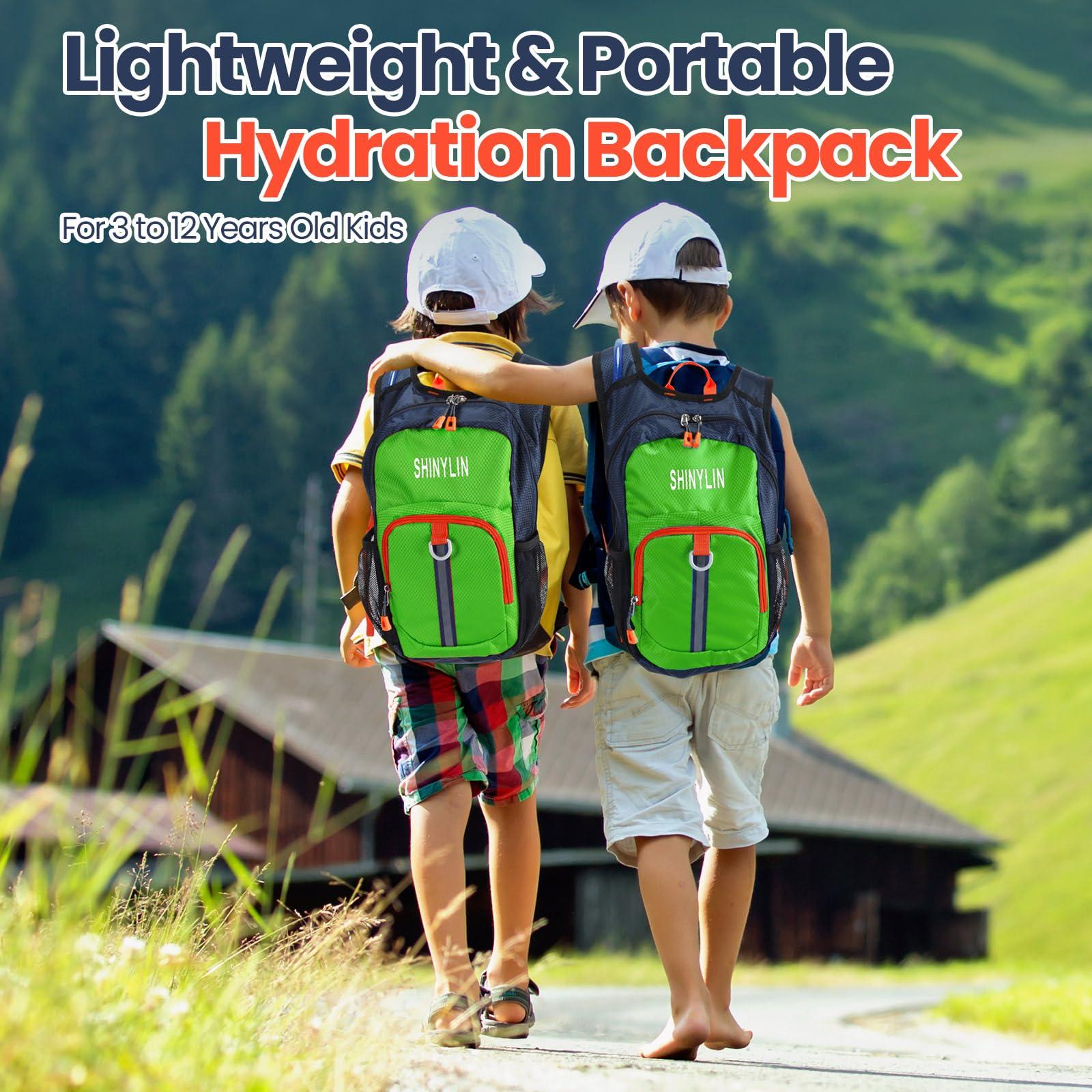 Shinylin Shinylin Kids Hydration Backpack with 1.5L Water Bladder Hiking Backpack Lightweight for Boys or Girls Children Biking Climbing Running Cycling(Green)
