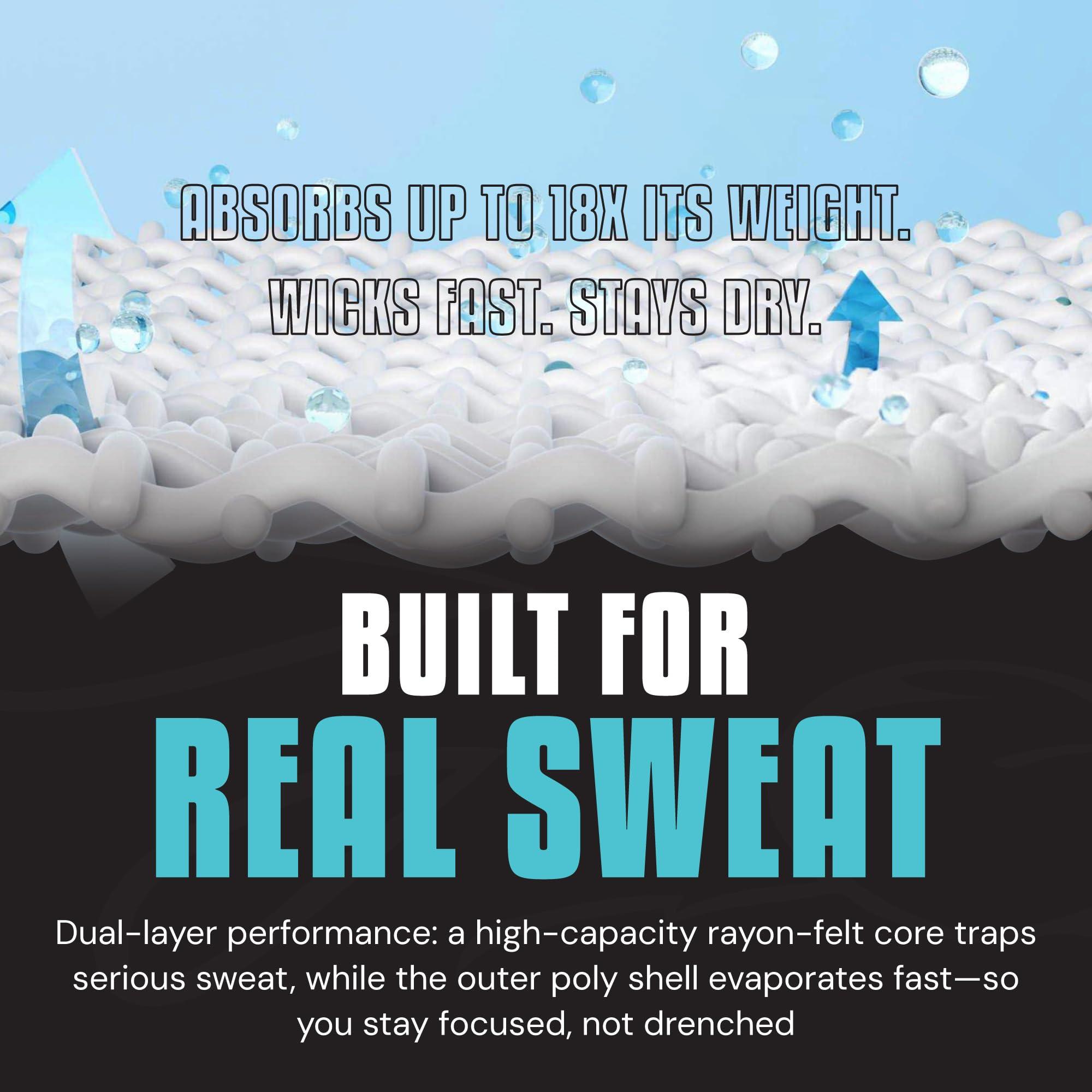 SweatHawg Headwear SweatHawg Double Absorbency Headband| Adjustable Sports Headband for Men & Women | Ultra-Wicking, Quick Drying and Cooling/Lightweight Sweat Control | Ideal for Work, Workouts, and Sports | White