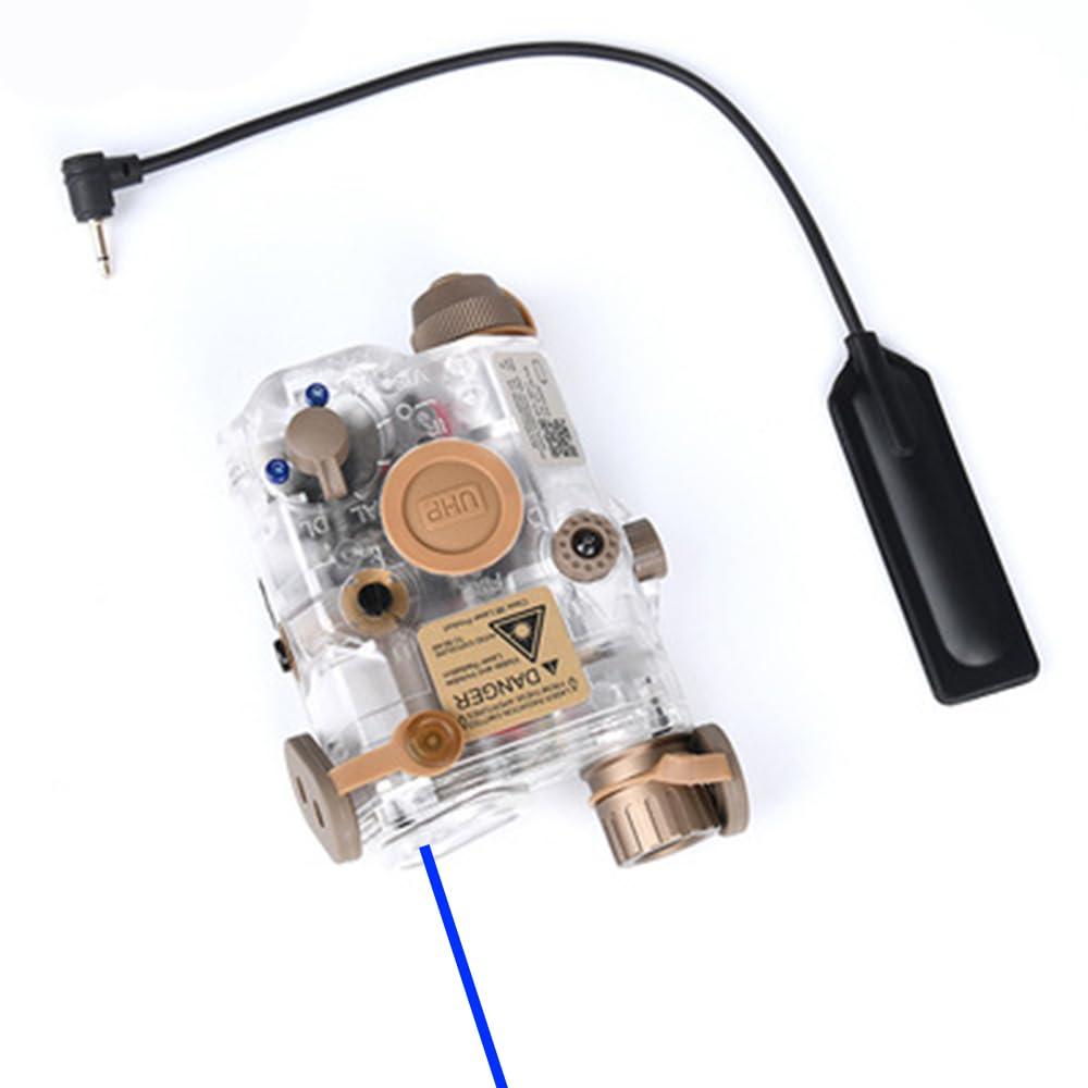 ZTFSETD Plastic LA-C-PEQ15 Box Laser Sights,Box Laser Indicator,Transparent Version,with IR Laser+Red/Green/Blue Laser Sight+Flashlight Whitelight LED,with Pressure Switch,Fit 20mm Rail (Blue Laser DE)