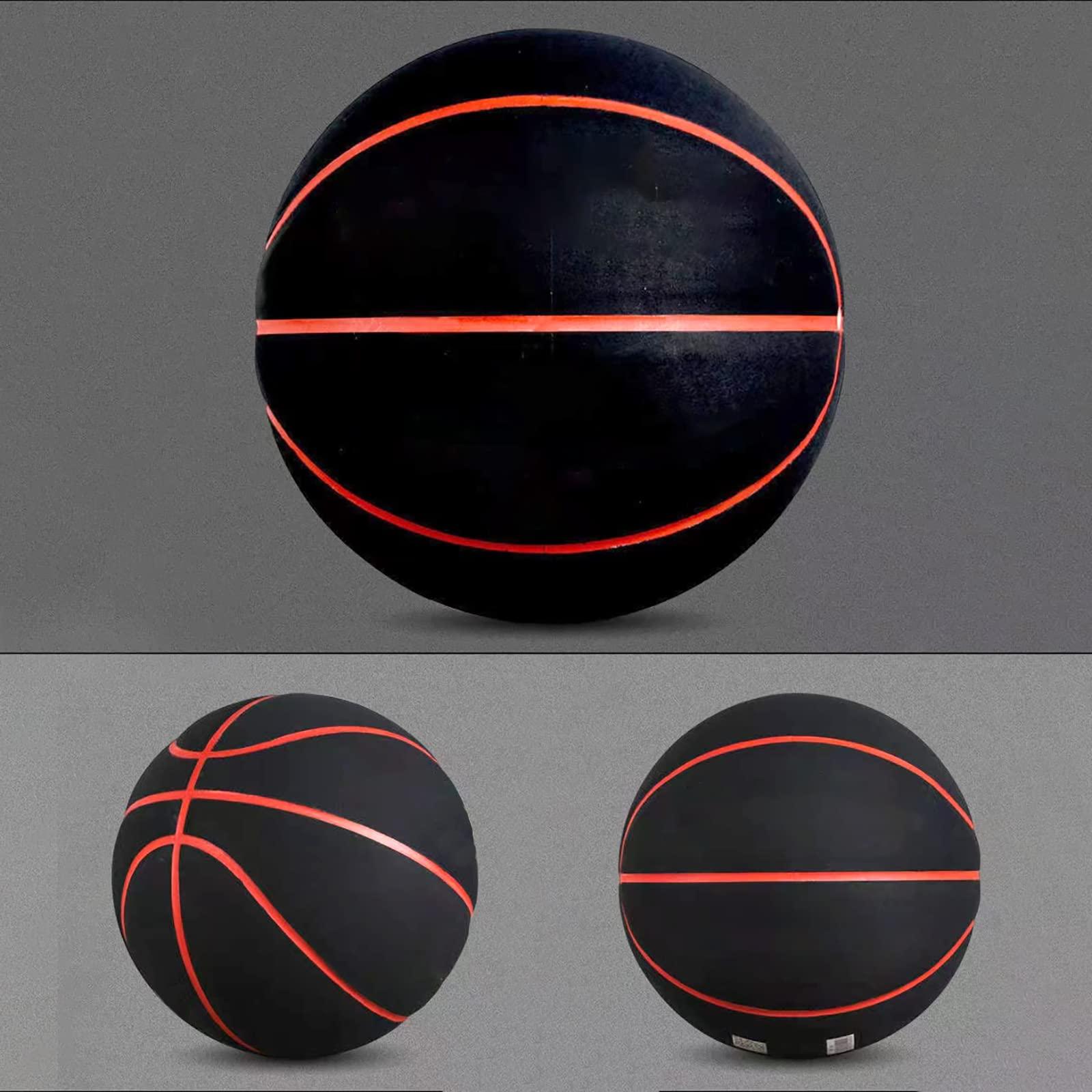 MINDCOLLISION Standard 5/6/7 Basketball, Non-Slip And Wear-Resistant Microfiber Suede, No Logo Ball, Suitable for Indoor And Outdoor Training And Competition, Suitable As A Signature, Gift,Red edge,No. 6