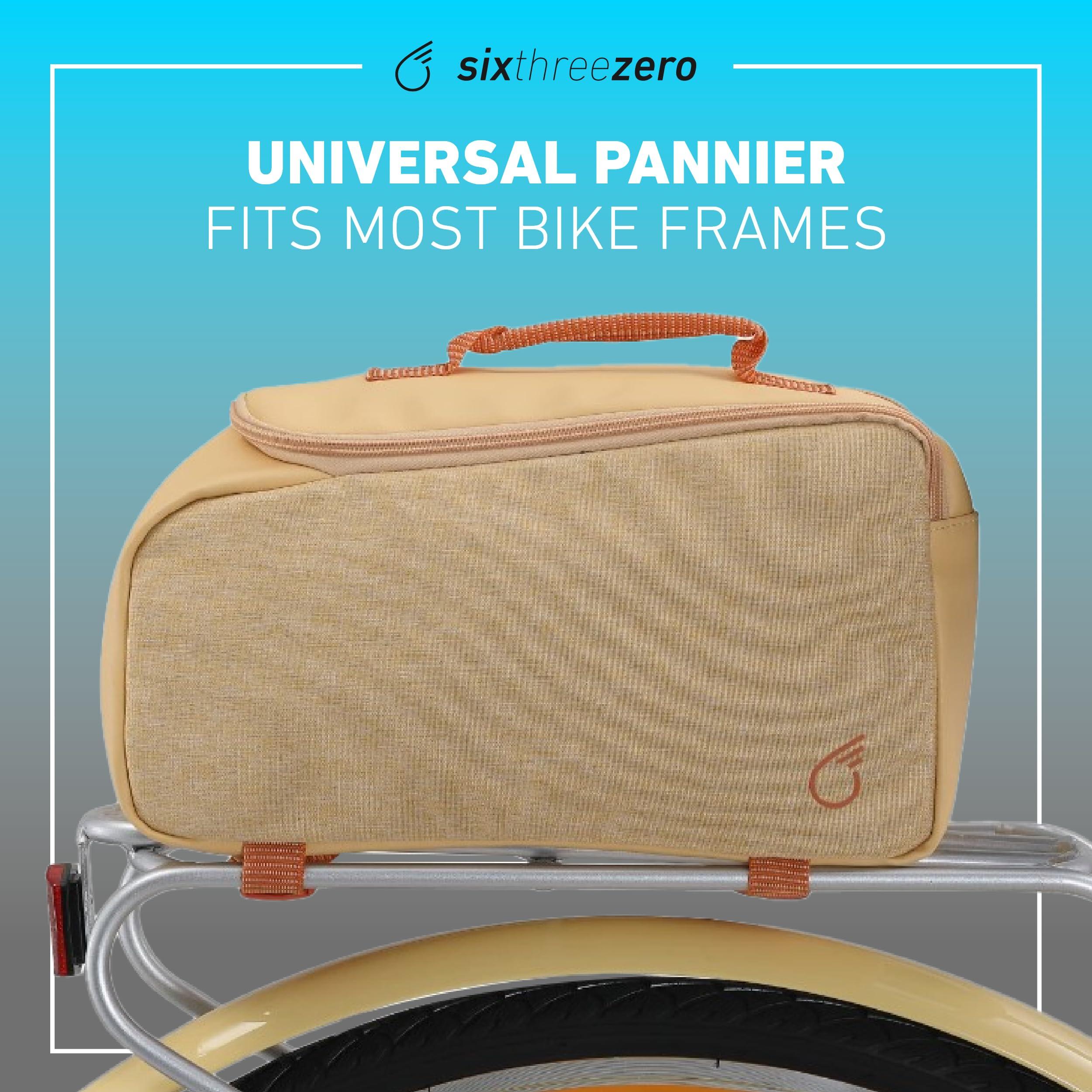 sixthreezero sixthreezero Bike Bag for Rear Rack, Waterproof Universal Bicycle Pannier for Storage, Cargo Trunk with Carry Handle, Cream w/Orange