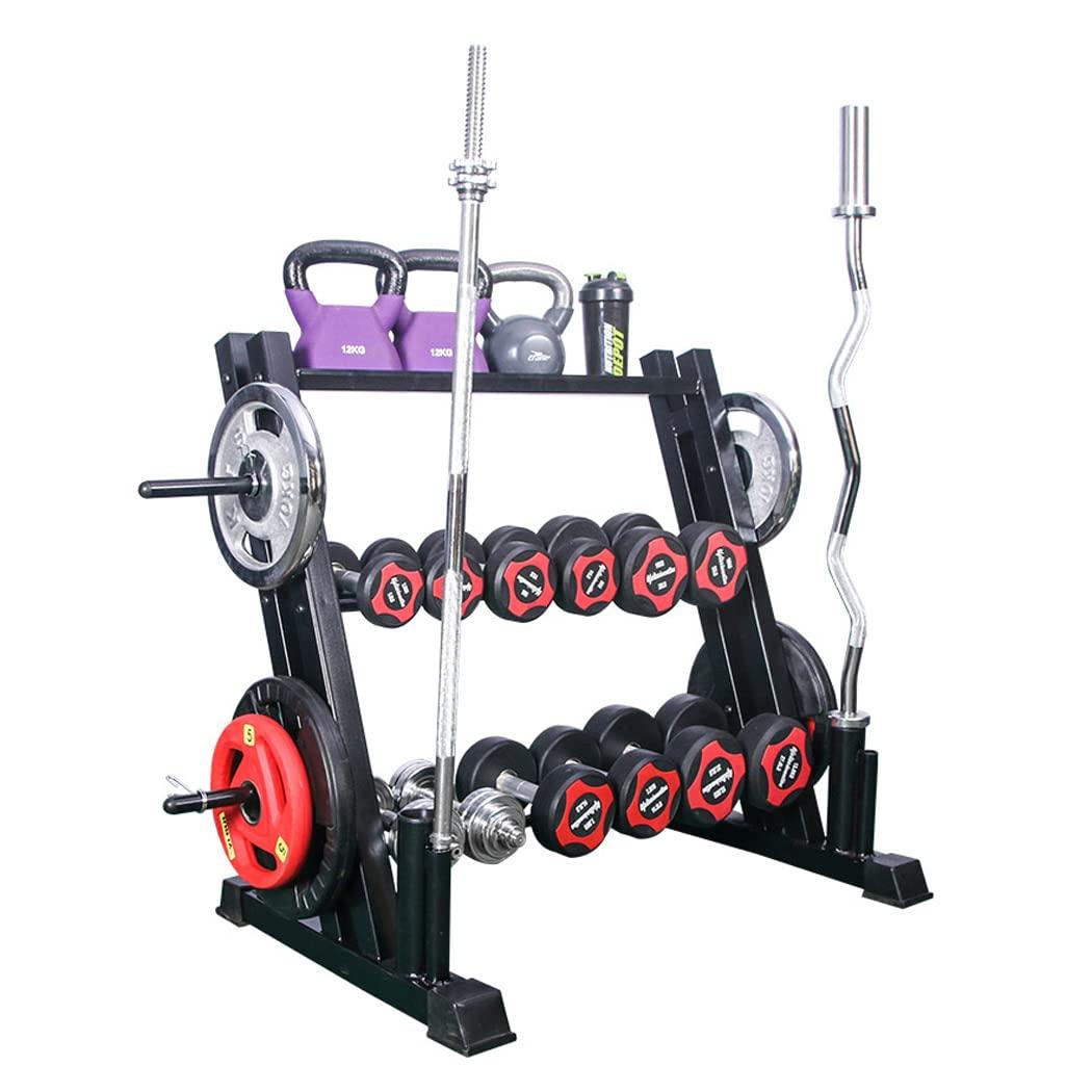LANGWEI Home Gym Storage Rack, Multifunctional Adjustable Dumbbell Rack 3 Tier, Weight Rack for Dumbbells Kettlebells Weight Bar and Plates Fitness Equipment
