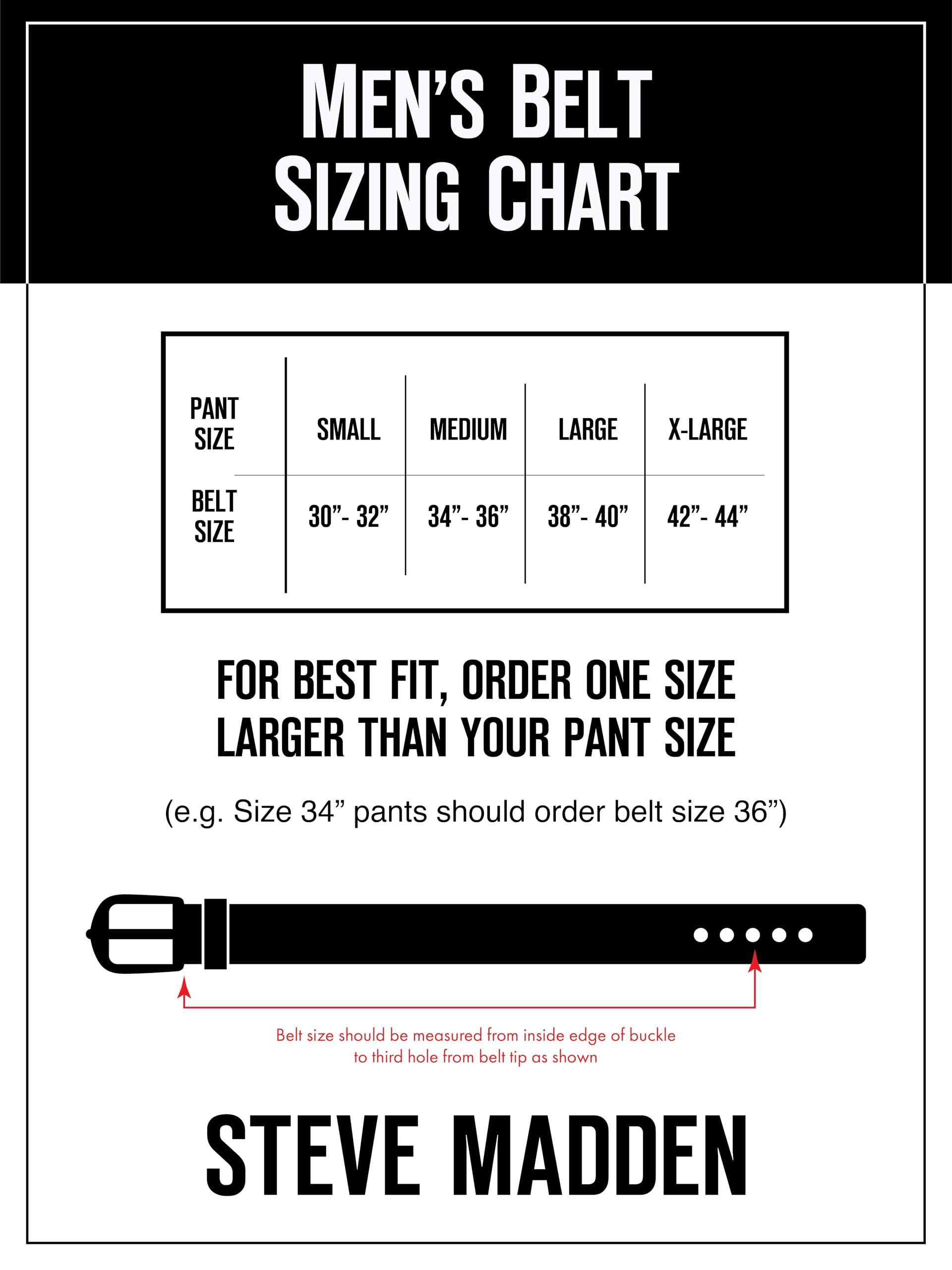 Steve Madden Steve Madden Men's Dress Casual Every Day Leather Belt, Cognac/Black (Reversible), Small