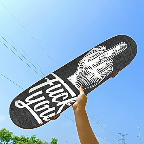 Hupery Hupery Middle Finger Sign Skateboard Grip Tape Longboard Griptape Waterproof Grip Tape Sheet Sticker Deck Sandpaper Griptape, 33.1x9.1 inch (Middle Finger)