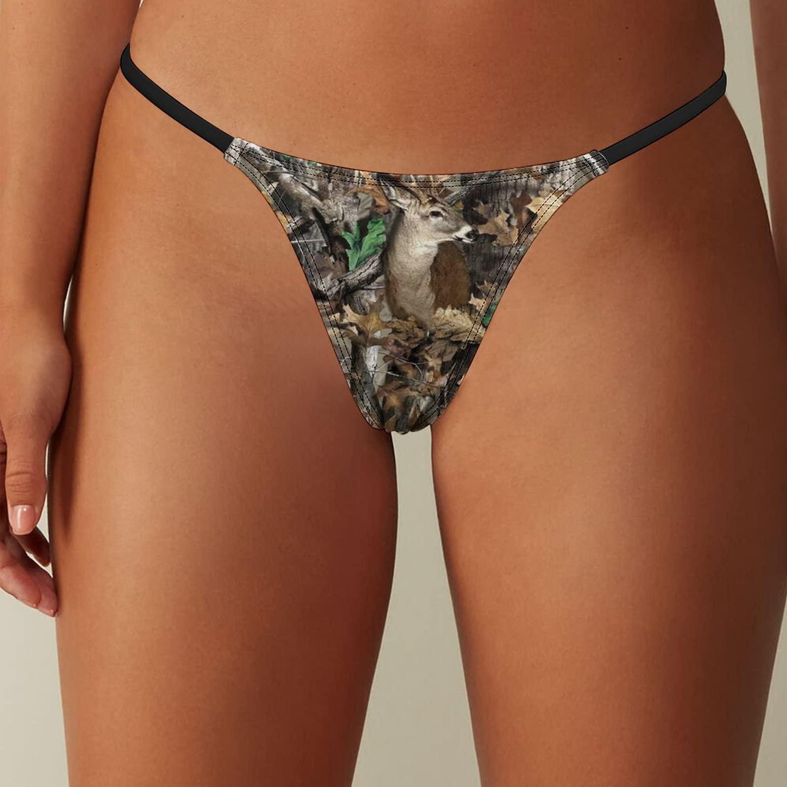 BAIKUTOUAN BAIKUTOUAN Camo Deer Camouflage Hunting G-String Thongs Women's T-Back Underwear Panty