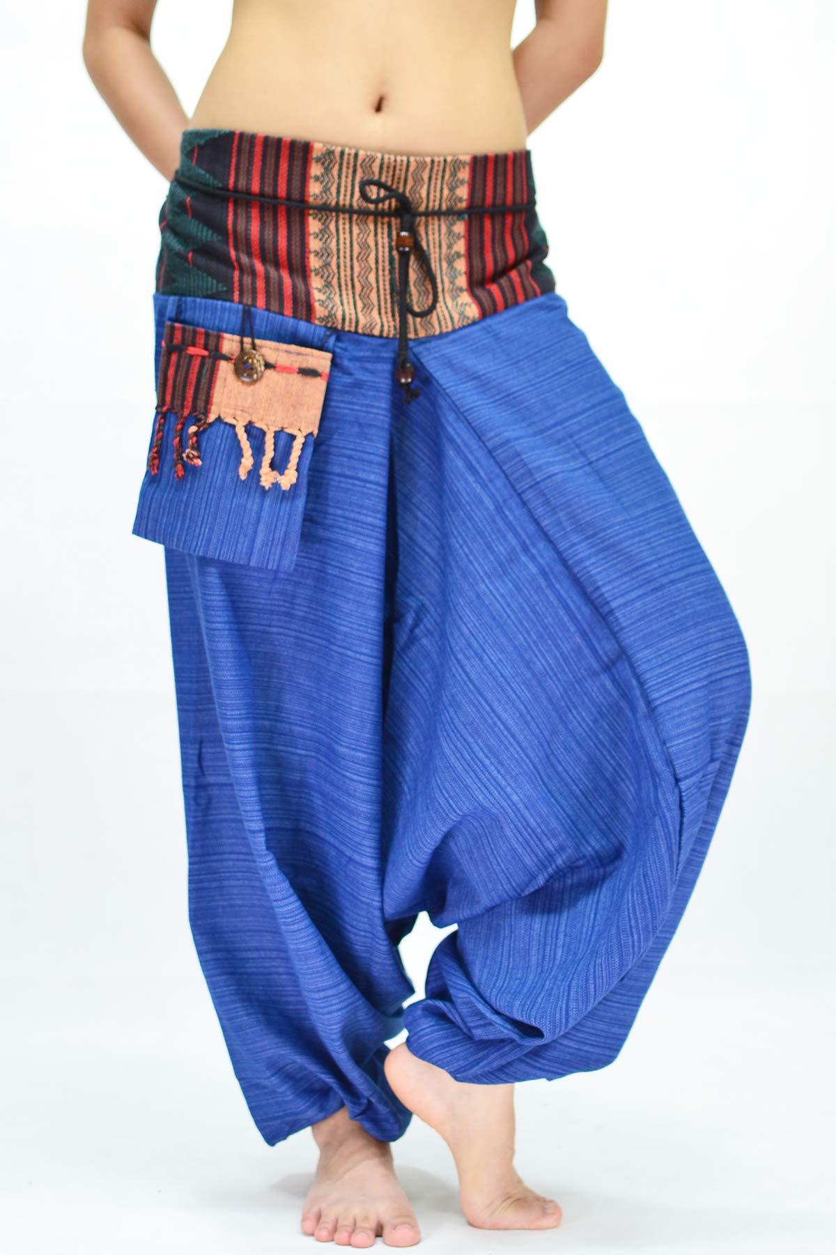 Your Cozy Harem Pants for Women and Men Aladin Harem Pants Traditional Loose Harem 100% Cotton (Royal Blue 2XL)