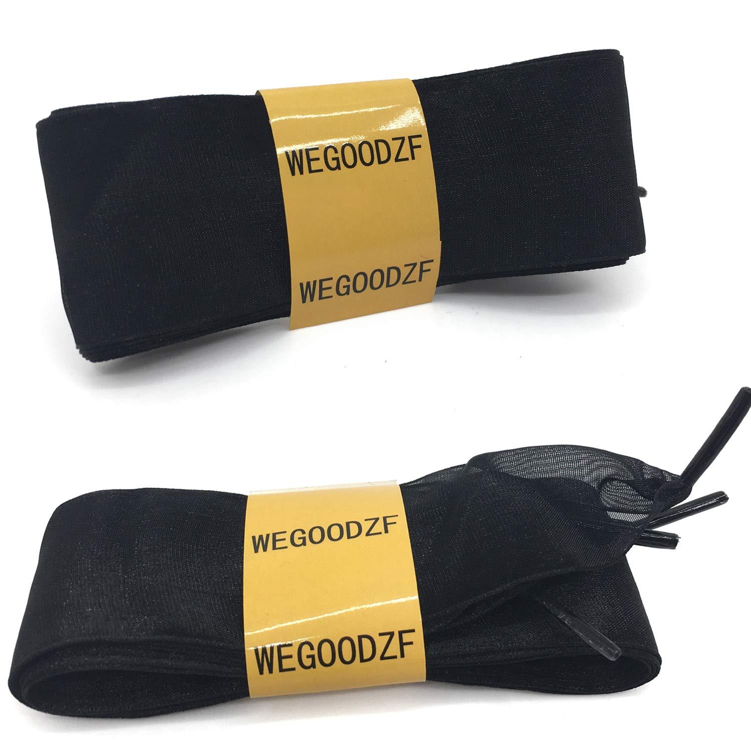 WEGOODZF WEGOODZF Flat Snow Yarn Shoelaces: 4CM Wide Black Silk Shoe Laces for Sneakers 47 inch-2 Pairs