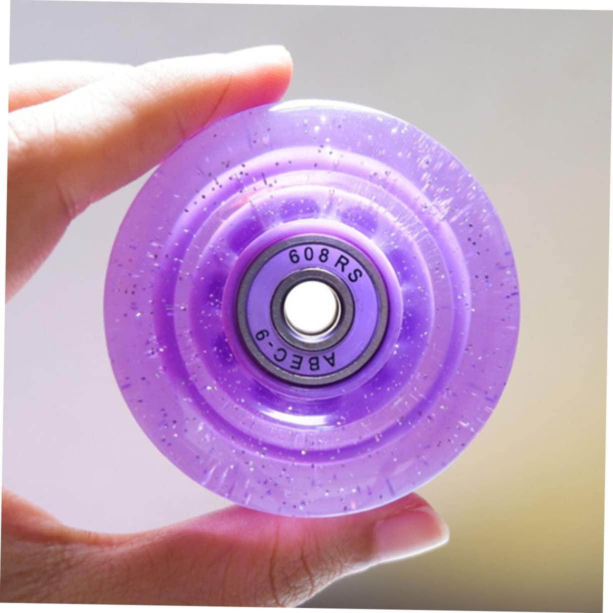 BESPORTBLE BESPORTBLE 4pcs Pulley Skate Quad Roller Shoes Caster Wheels Rollers Tires Roller-skating Wheel Creative Skating Wheel Double Row Wheel Outdoor Skating Accessory Decorative Wheel Pp Purple