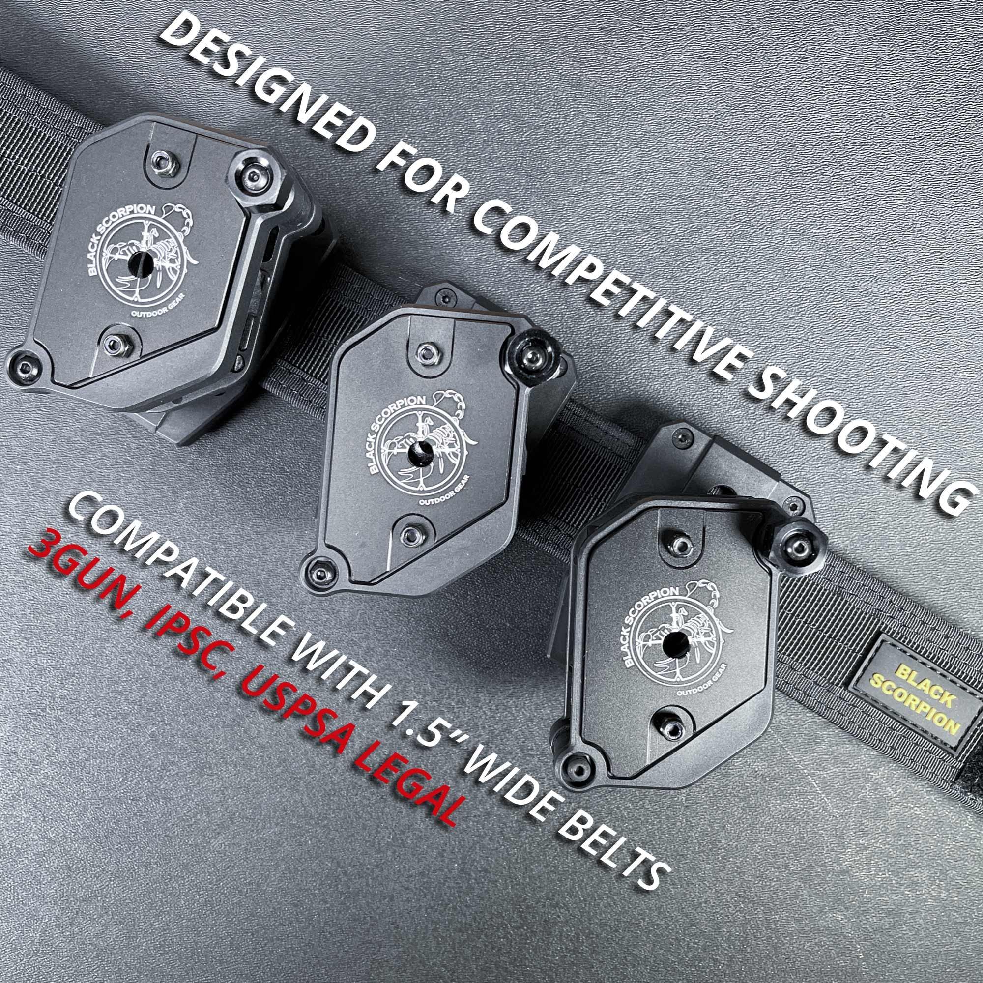 Black Scorpion Outdoor Gear Black Scorpion Gear Professional Heavy Duty Competition Belt w/ 3 Double Stack Magazine Pouches, 1 Magnetic Magazine Pouch, IPSC and USPSA Approved (Black, Small)