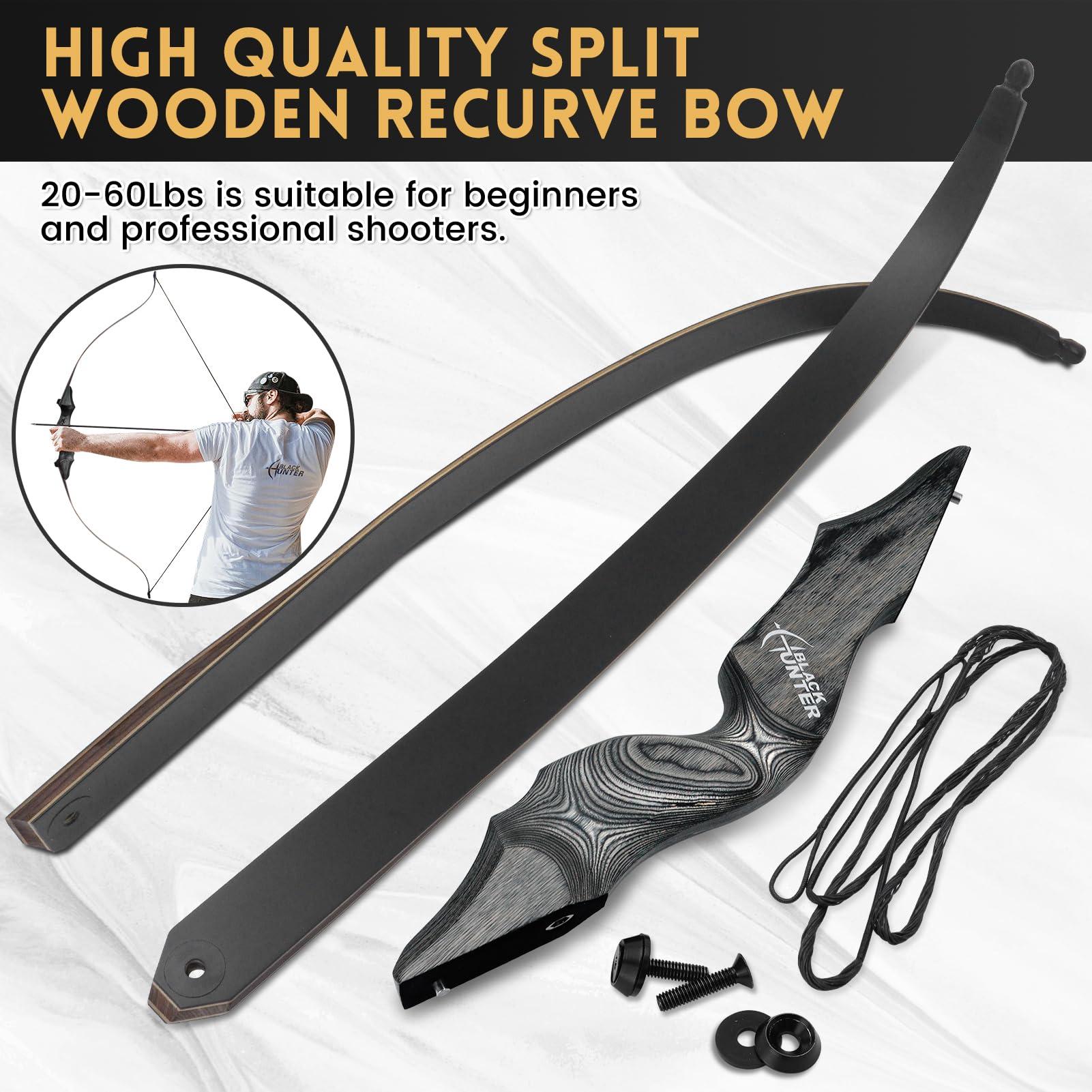 Obert Obert Original Black Hunter Takedown Recurve Bow 60inch with Bamboo Core Limbs Archery Hunting Target Practice