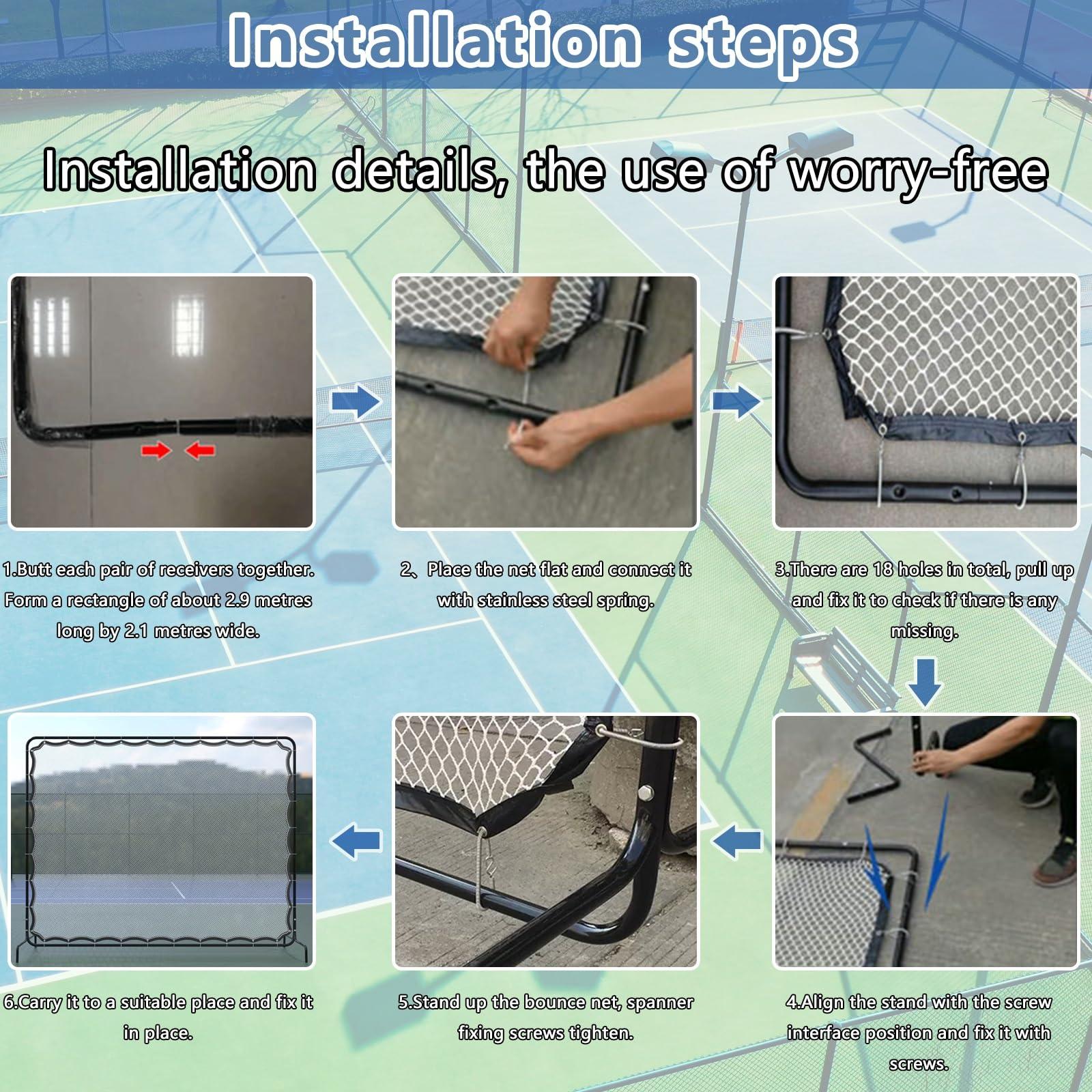 NJBHFCN Jumbo Tennis Rebounder, Tennis Net 9.5 x 7.9Ft Rebound Practice Wall for Tennis/Sports Ball/Pickleball, Tennis Rebound Net Training Equipment for Groundstrokes & Volleying