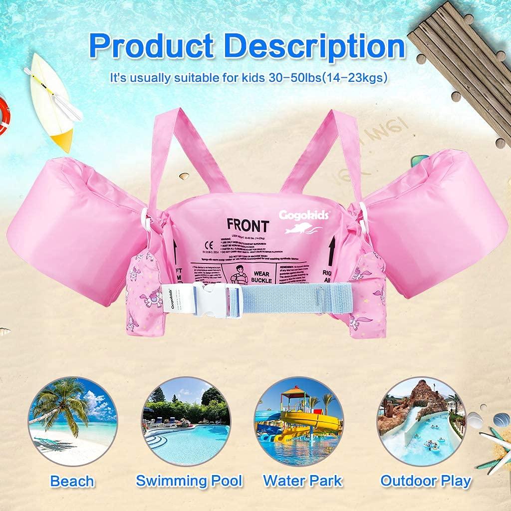 Gogokids Gogokids Kids Swim Vest, Toddler Floaties for 30-50 lbs/2-6 Years Old Girls and Boys, Float Swimwear with Shoulder Strap