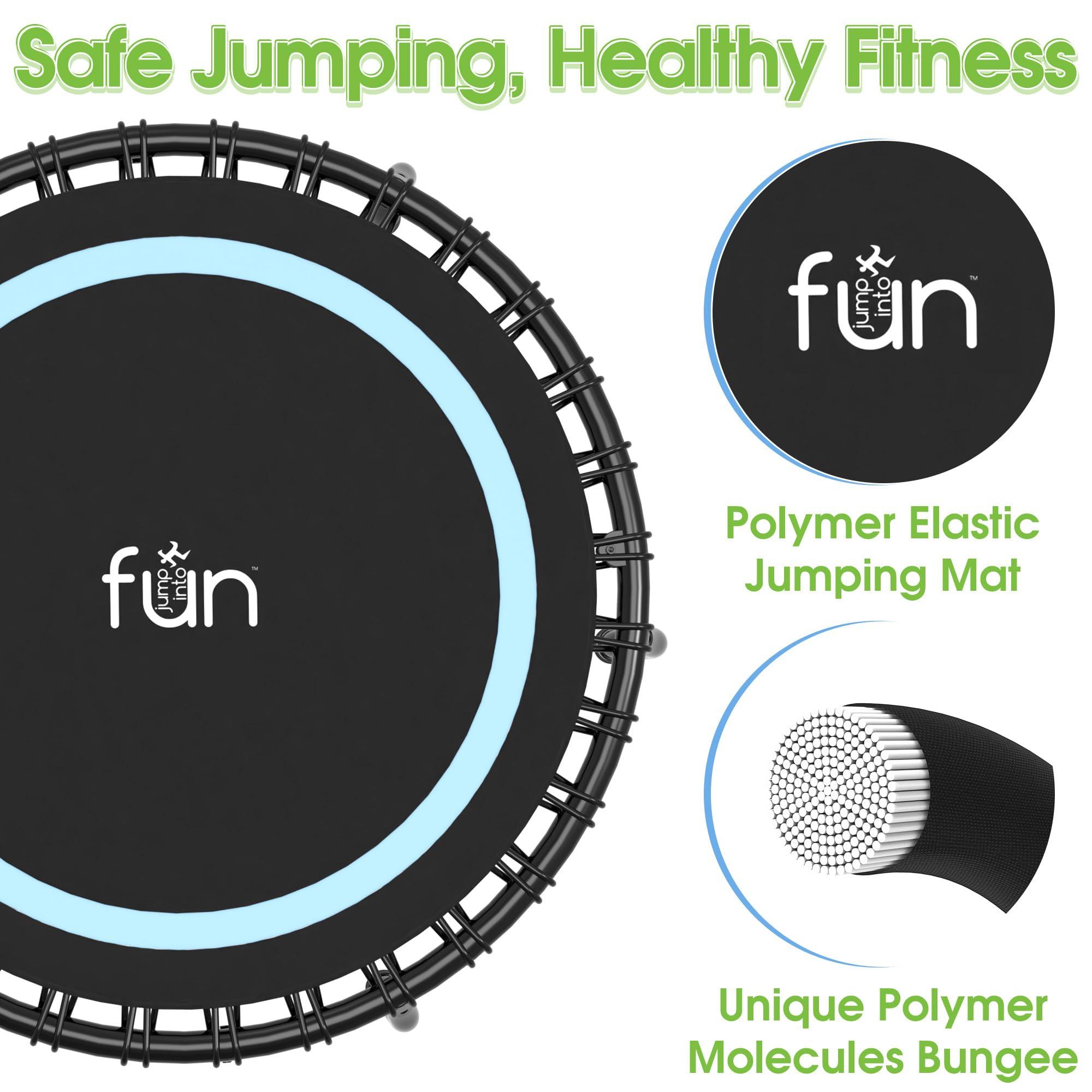 Jump Into Fun Jump Into Fun 40" Rebounder Mini Tranpoline Indoor for Adults, 330LBS Foldable Fitness Tranpoline Adults with Adjustable T-Bar Handle, Slient Exercise Rebounder for Indoor/Garden Workout, Blue