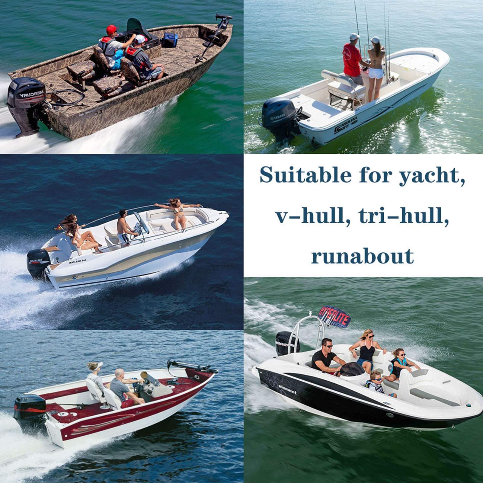 FOUNCY 210D T-Top Boat Cover 100% Waterproof Heavy Duty Tear-Resistant Polyester Trailerable Boat Cover for Center Console Boat with T TOP Roof (17-19FT600 * 230CM, Gray)