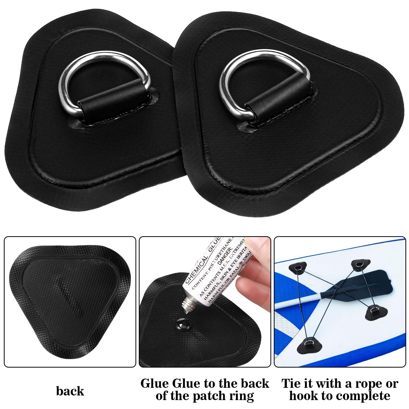 Newwiee Newwiee 10 D Ring PVC Patch for Inflatable Boat With10 Liquid Waterproof Repair Patch Cement Inflatable Repair Set for Inflatable Boat Dinghy Sup Kayak Surfboard Rafting Canoe