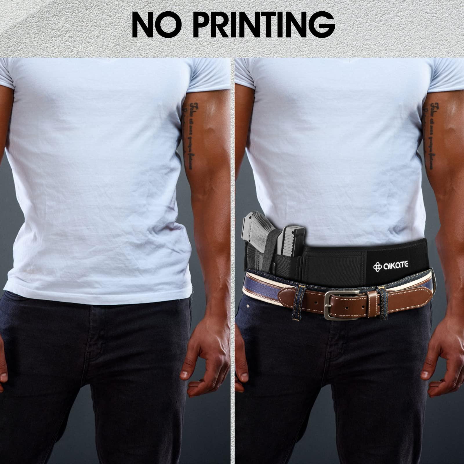 AIKATE Upgraded Belly Band Holster for Concealed Carry, Deep Concealment Gun Holster for Women/Men, Waist Holsters Fits for Glock 19, 17, 26, 43, Sig P365, Taurus G2C, Ruger, S&W M&P Shield 9MM Most Pistols