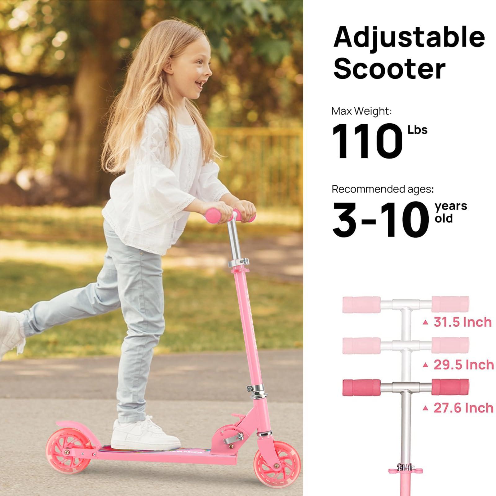 TENBOOM TENBOOM Scooter Toys for Kids Ages 6-12/3-5, Light Up Wheels Christmas Birthday Gifts for Girls Boys, Easy Folding Kids Scooter with 3 Levels Adjustable Handlebar