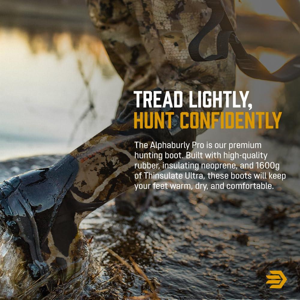 LaCrosse LaCrosse Alphaburly Pro 18" Insulated Hunting Boots for Men Featuring Waterproof Rubber, 1600G Thinsulate, and EVA Footbed, First Lite Specter - 6