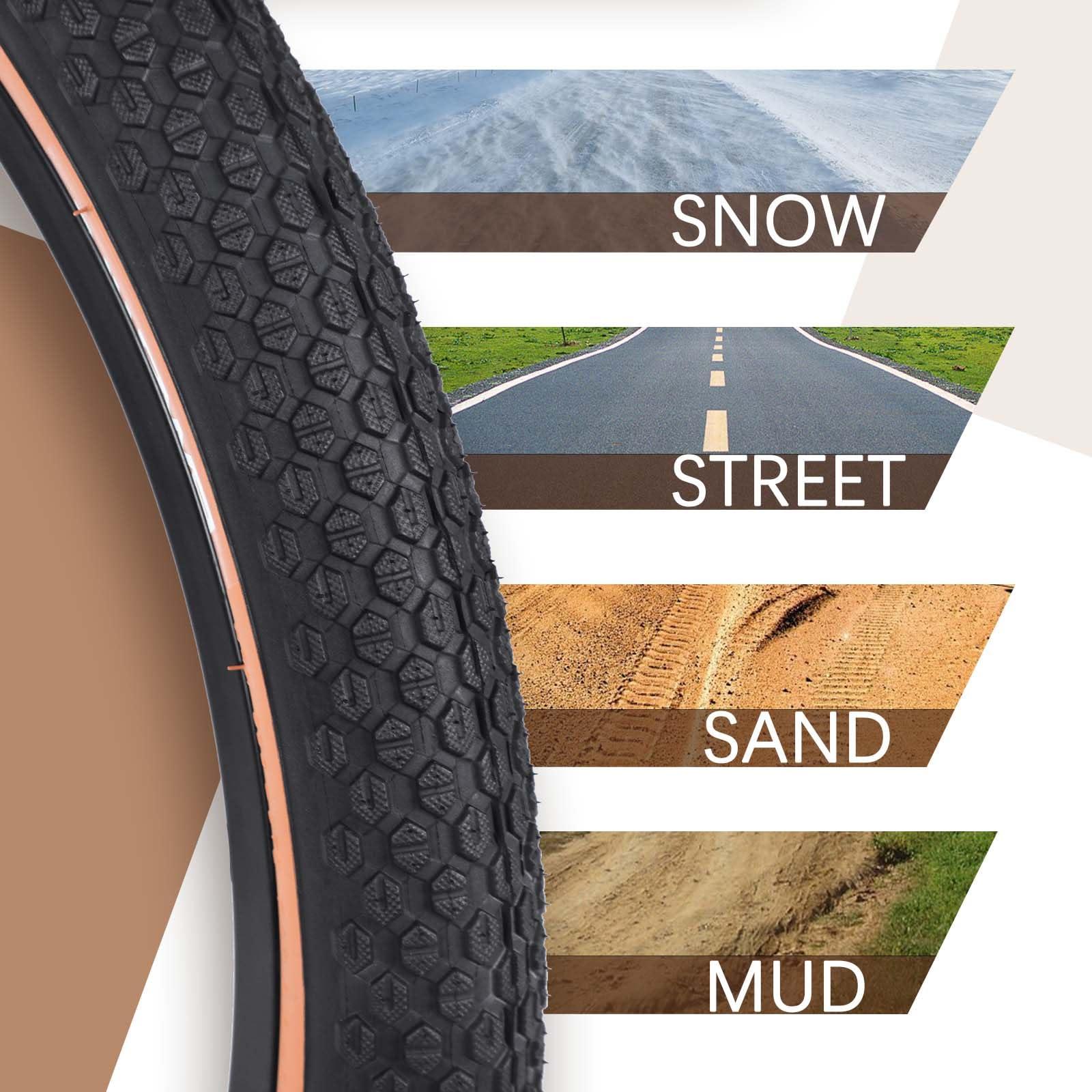 BWSHLF BWSHLF 20inch Mountain Bike Tires, 20 x 2.125 Inch, 2 Pack Replacement Black Folding MTB Bicycle Tire, Brown Sidewall