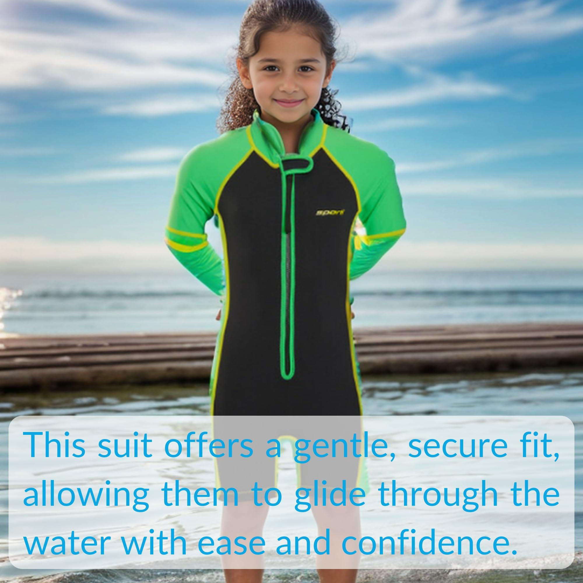 Sporti Sporti Kids Full Wetsuits - Seaskin Wetsuit for Boys Girls - Neoprene Thermal Swimsuits for Swim Practice - Short Sleeve Thermal Swimsuit - 1.5mm UPF 50 Short Sleeve Solid - Black/Blue - 2T