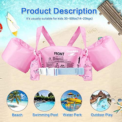 Gogokids Gogokids Kids Swim Vest, Toddler Floaties for 30-50 lbs/2-6 Years Old Girls and Boys, Float Swimwear with Shoulder Strap