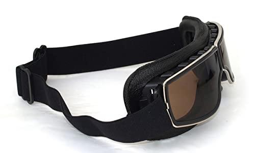 CRG Sports CRG Sports Motorcycle Goggles Vintage Aviator Pilot Style Leather Cruiser Scooter Motocross Goggles for Men, Women,Adults