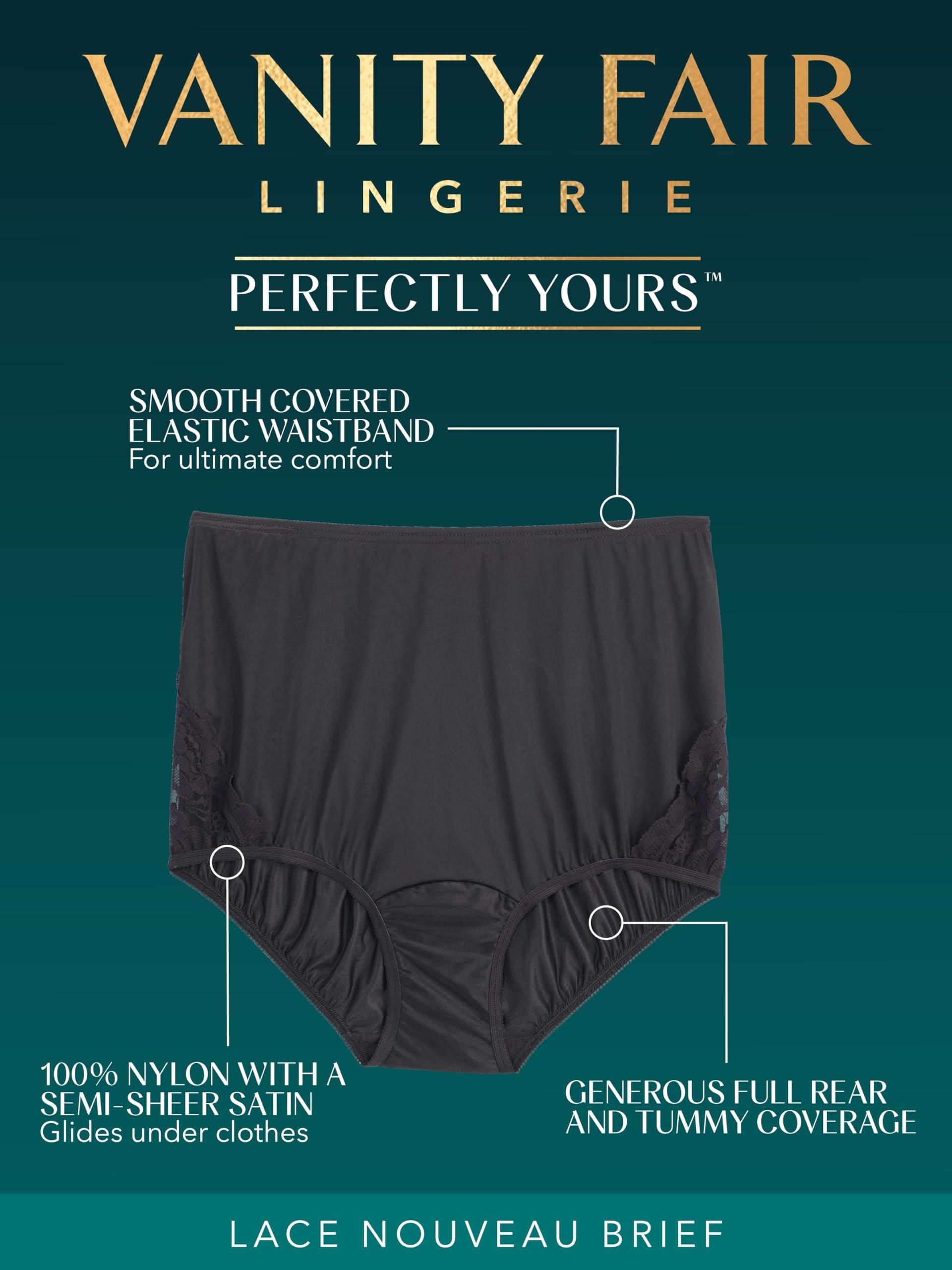 Vanity Fair Vanity Fair Women's High Waisted Underwear, Full Coverage Ladies Panties, Perfectly Yours Briefs, Nylon Lace-3 Pack-Midnight Plum/Enchanted Mauve/Fawn, 6