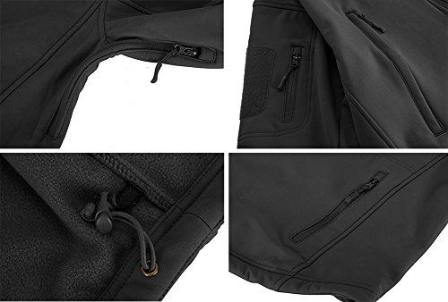 TACVASEN TACVASEN Men\'s Army Military Soft Shell Hooded Fleece Tactical Jacket Coat Black,US L(fit chest:39\"-42\")