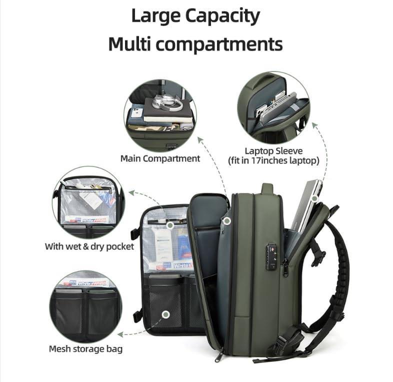 Generic Alepeak Vacuum Backpack with Anti Theft Lock,Air Vacuum Backpack Travel,Transactione Backpack,60L Expandable Air Vacuum Backpack for Travel with Pump for Compression (Black,No Air Pump)