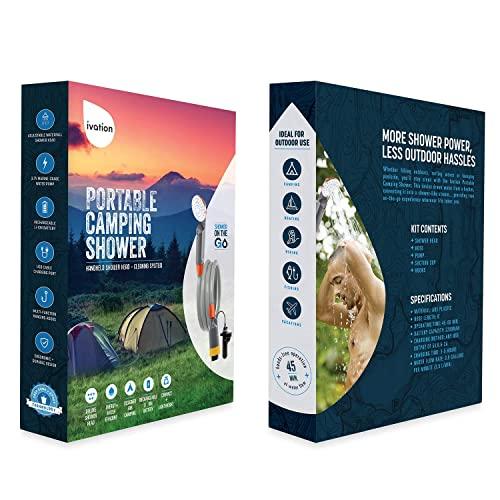 Ivation Ivation Portable Camping Shower | Compact Handheld & Hands-Free Rechargeable Outdoor Shower Head & Cleaning System w/ 3.7V Pump, 6-Ft Hose, Bidet Head, Removable Filter, Multiuse Hook & USB Cable