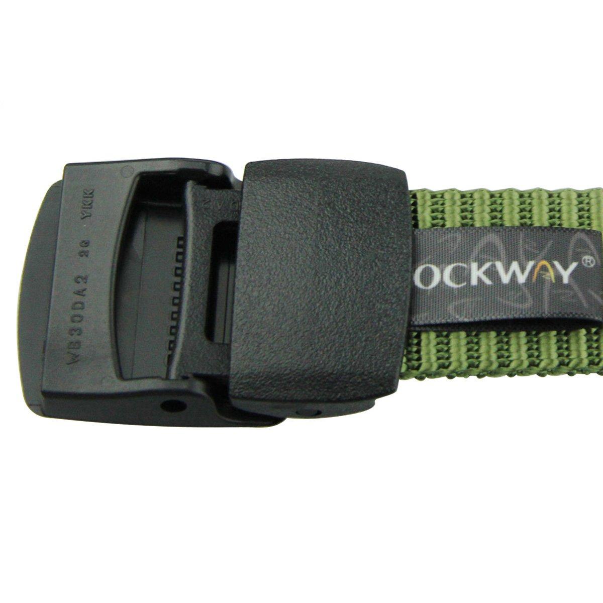 Rockway Rockway Climbing Sturdy Nylon Webbing with YKK POM Plastic Buckle 1.3 Inches Narrow Belt Green (Medium)