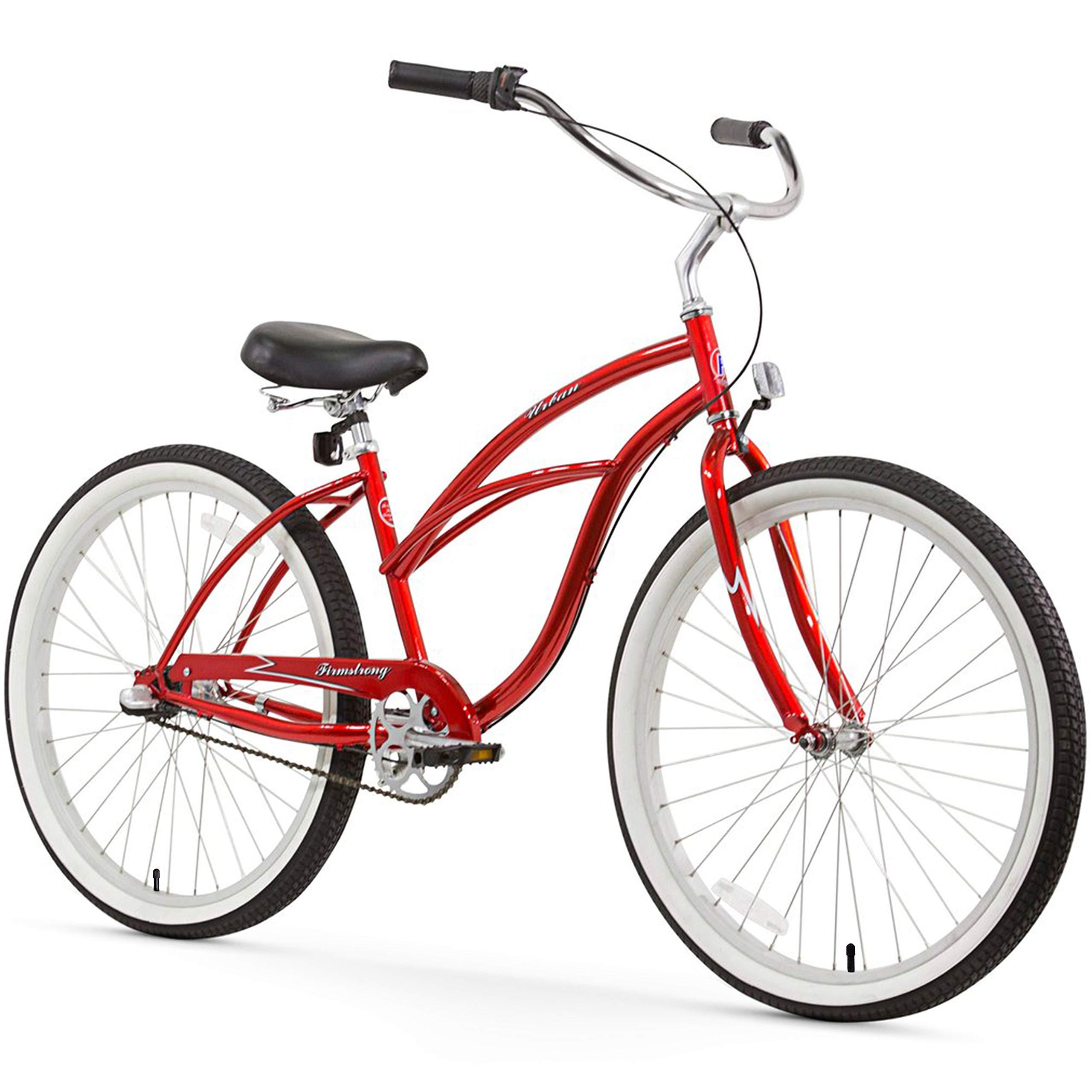 Firmstrong Firmstrong Urban Lady Three Speed Beach Cruiser Bicycle, 26-Inch,Red w/Black Seat,15236