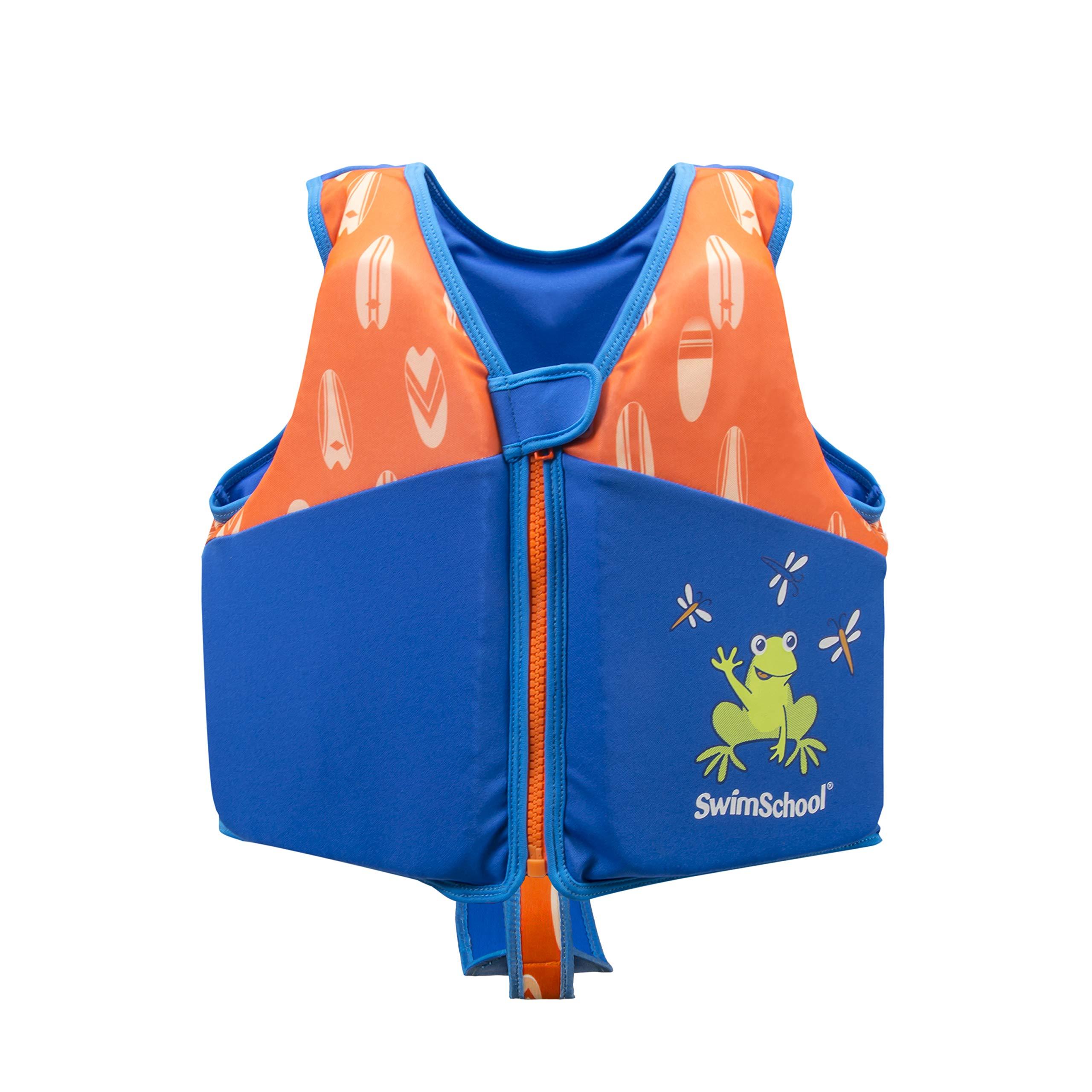 SwimSchool New SwimSchool Swim Trainer Vest Small/Medium Max 33 Pounds Kids Swim Vest with Padded Shoulders Comfortable Flex-Form-Fit Design with Adjustable Safety Strap Blue/Orange