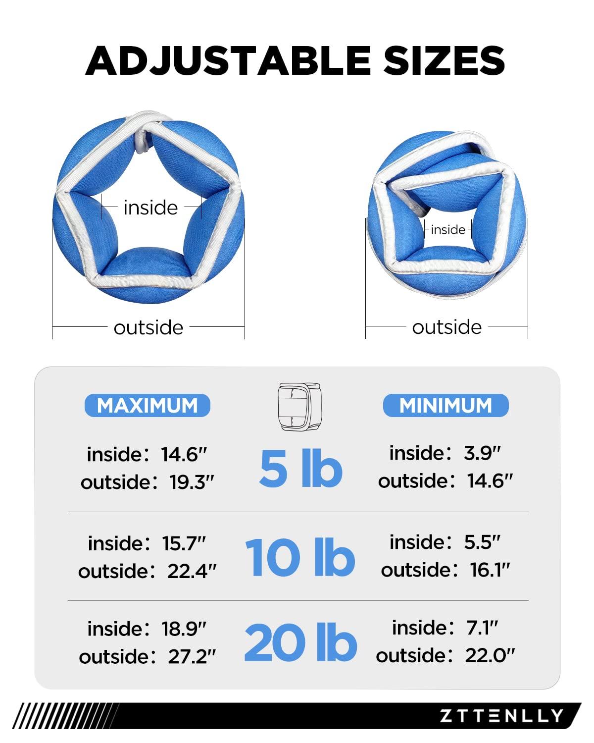 ZTTENLLY Adjustable Ankle Weights Pair 10lb (5lb Each) & Wrist Weights Pair 4lb (2lb Each) - Suitable for Walking, Physical Therapy, Running, Yoga, and Aerobics