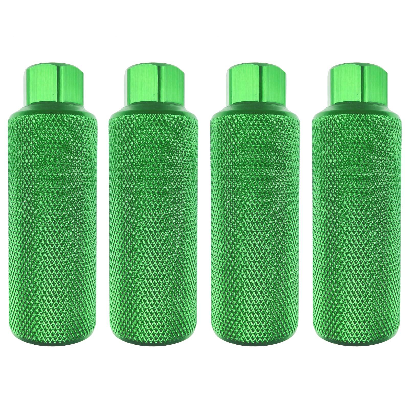 Zelerdo Zelerdo 2 Pairs Aluminum Alloy Bike Pegs for Mountain Bike Cycling Rear Stunt Pegs Fit 3/8 inch Axles (110x38 mm) (Green)