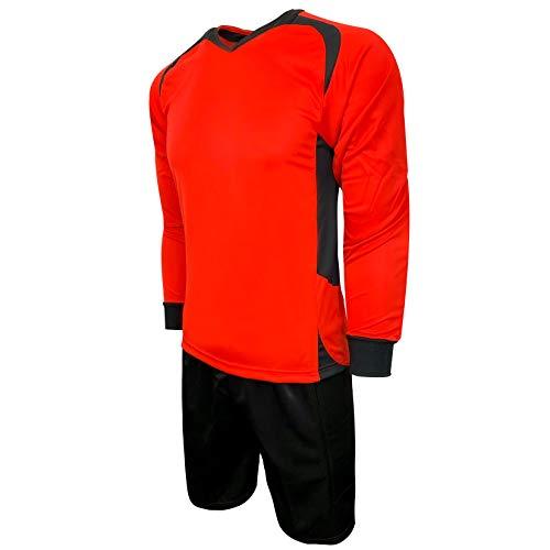 Finale Goalkeeper Jersey Set, Padded Goalie Shirt and Padded Goalkeeper Short (3 Colors, Neon, Orange and Red) (X-Large, Red)