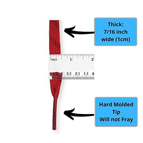 zechy Hockey Laces Non Waxed - Unwaxed Laces Specifically Made for Skates - Two Pairs - Sizes (72, 84, 96, 108, 120, 130) (Red, 96\")