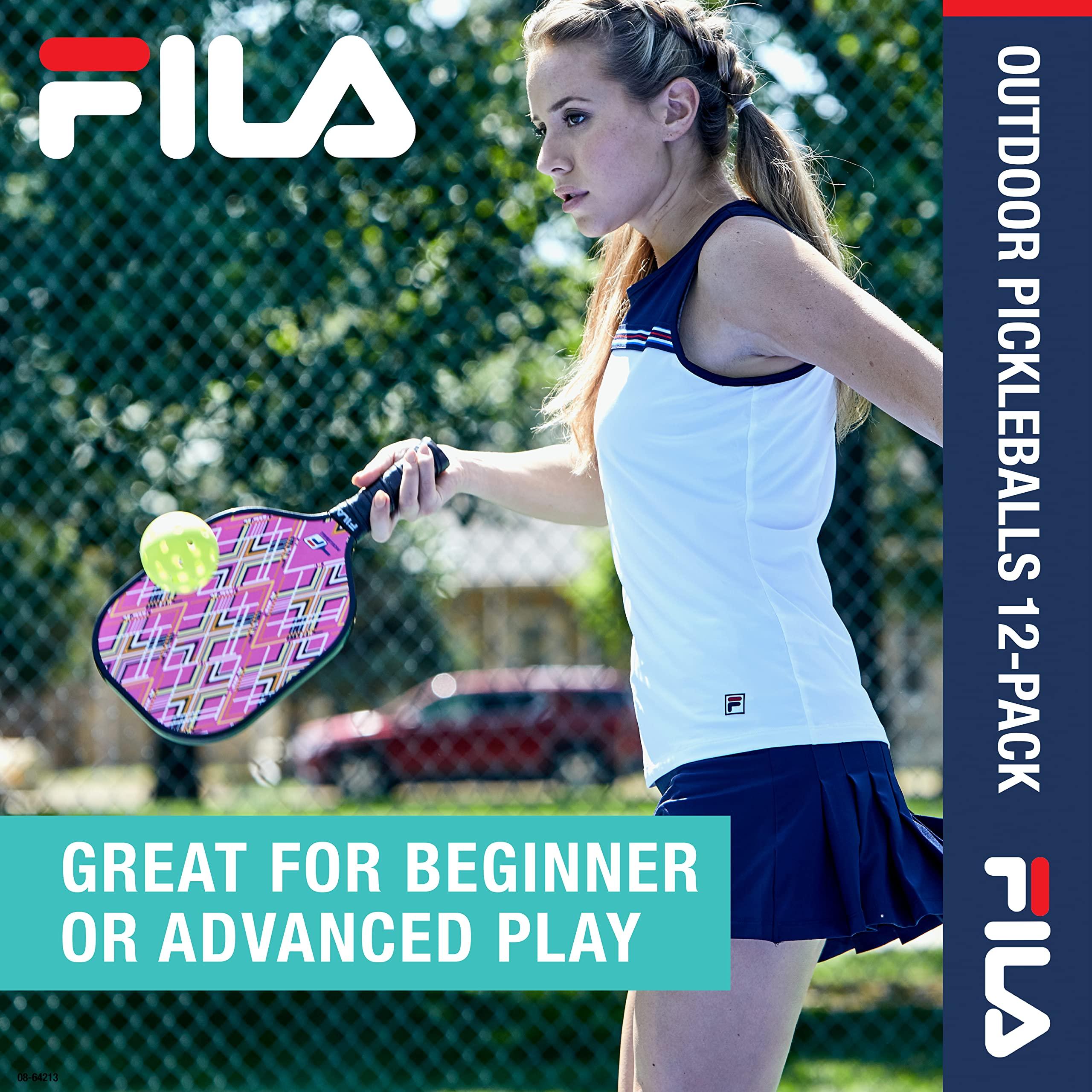 FILA Accessories FILA Accessories Outdoor Pickleball Balls - Official Outdoor Pickleballs, Regulation Size with 40 Holes (Lime Green), Pack of 4