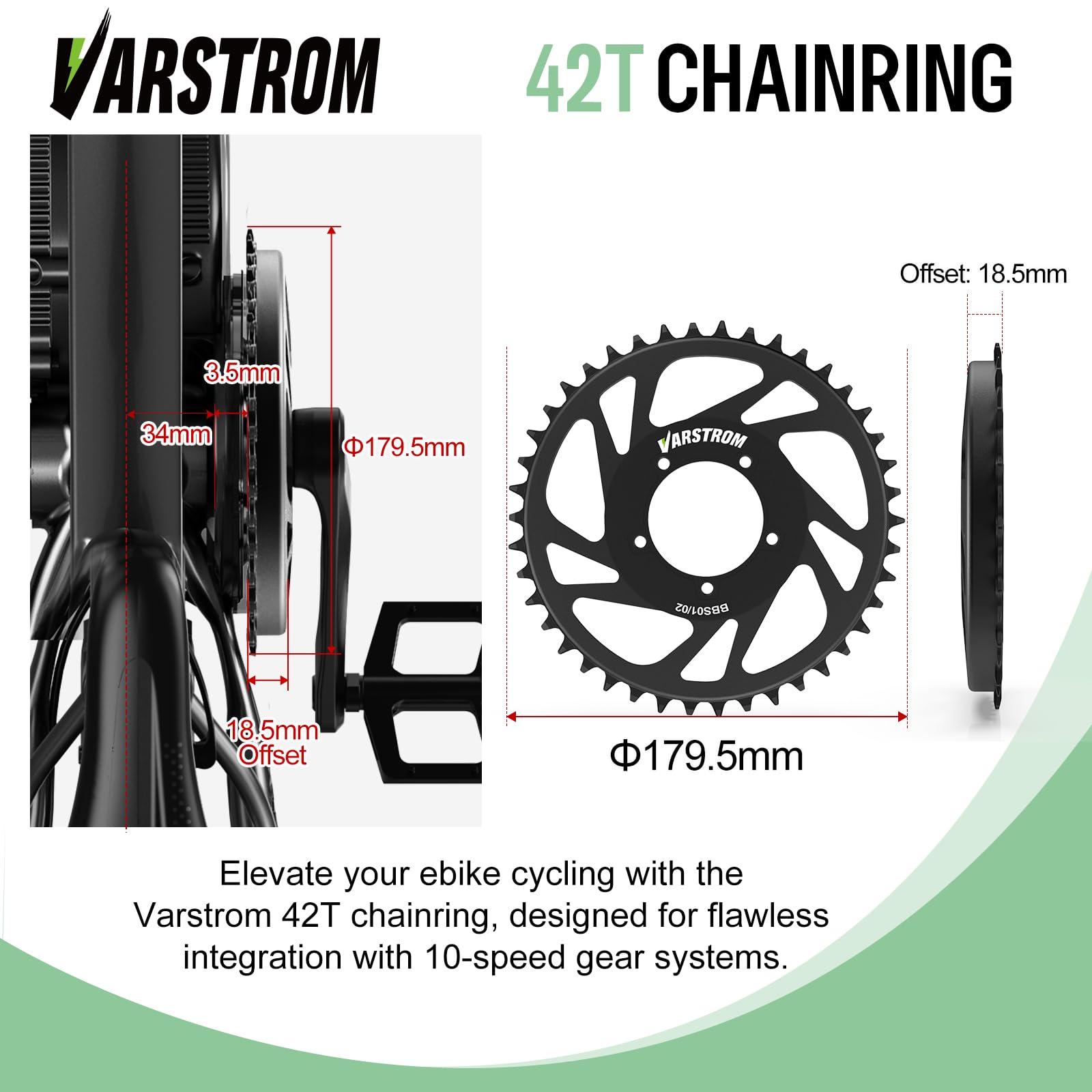Varstrom Varstrom Chainring for BAFANG Mid Motor - 42T 16.5mm Offset Sprocket for BBS02B BBS01B Mid Drive Kit, Chain Ring for Electric Bike Conversion Kit BBS02 BBS01, Ebike Part for 8fun 250W 350W 500W 750W